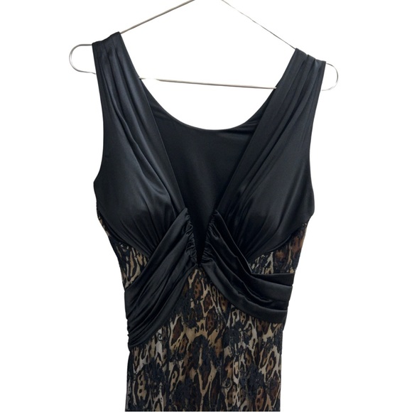 marvel by La Perla Lace Leopard Silk V Neck Plunge Wire Bustier Maxi Dress - Picture 2 of 9